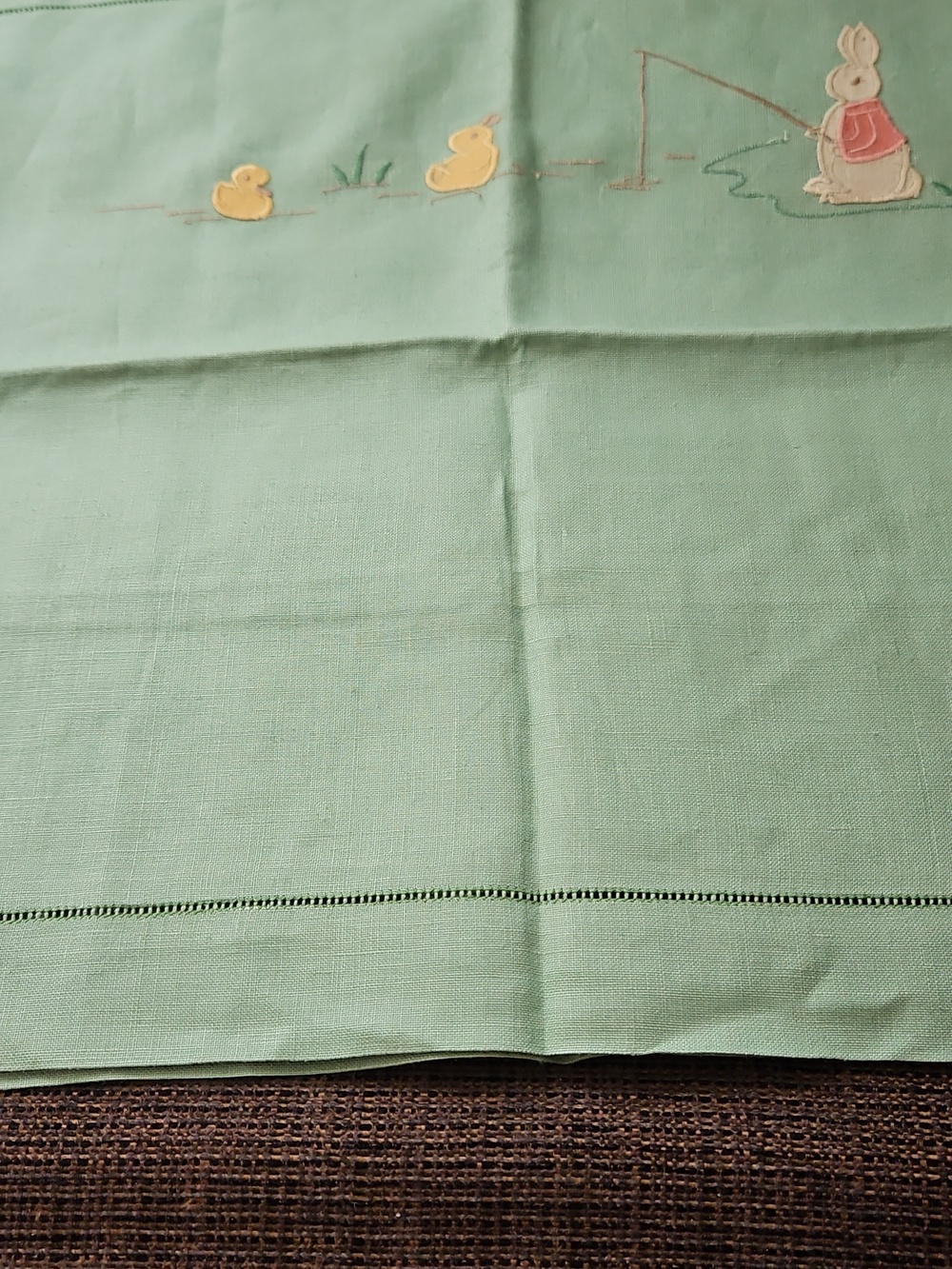 Pair of Vintage Embroidered Linen Kids Pillow Shams